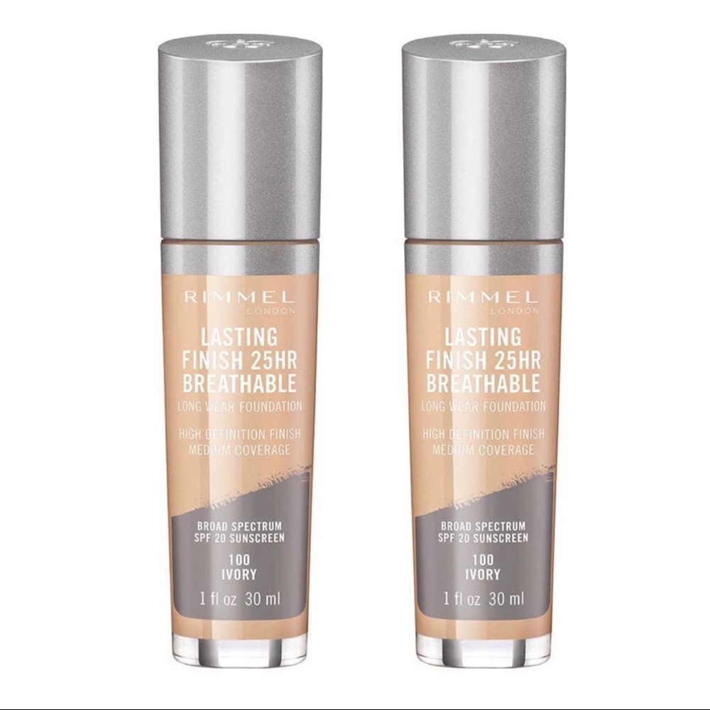 Rimmel Lasting Finish Breathable Foundation, Ivory, 1 Fl Oz, Pack of 2